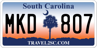 SC license plate MKD807