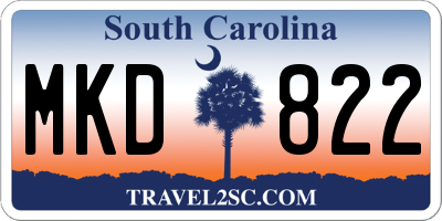 SC license plate MKD822