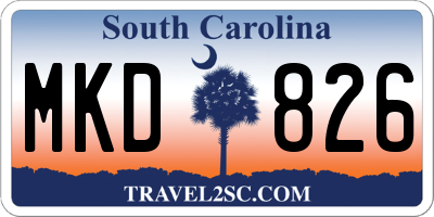 SC license plate MKD826