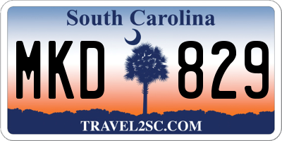 SC license plate MKD829