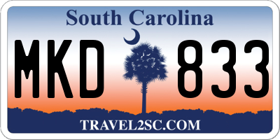SC license plate MKD833