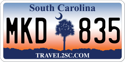 SC license plate MKD835