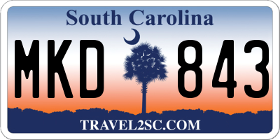 SC license plate MKD843