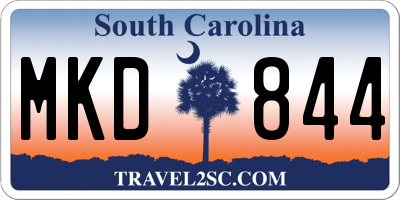 SC license plate MKD844