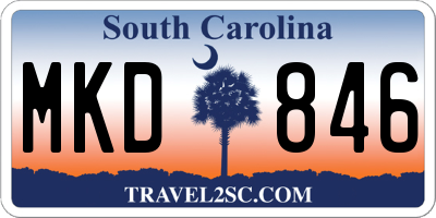 SC license plate MKD846