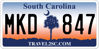 SC license plate MKD847