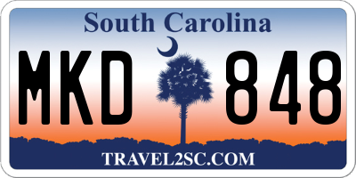 SC license plate MKD848