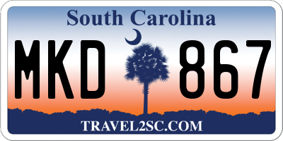 SC license plate MKD867