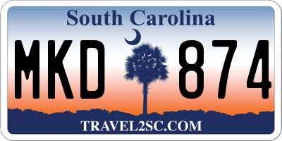 SC license plate MKD874