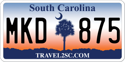 SC license plate MKD875