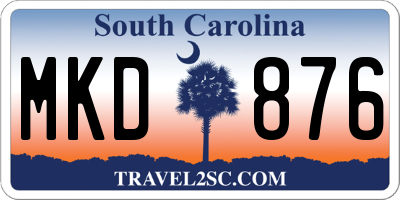 SC license plate MKD876