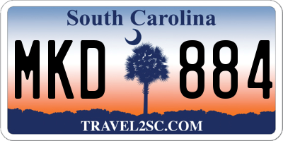 SC license plate MKD884