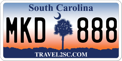 SC license plate MKD888