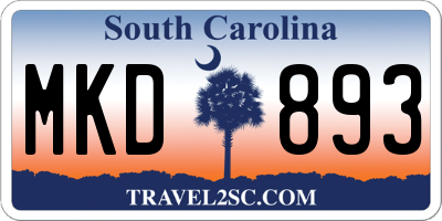 SC license plate MKD893