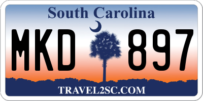 SC license plate MKD897