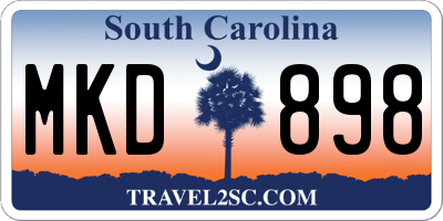 SC license plate MKD898