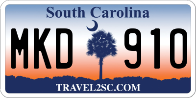 SC license plate MKD910