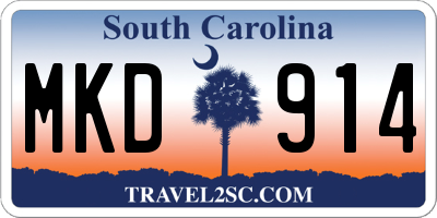 SC license plate MKD914
