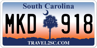 SC license plate MKD918