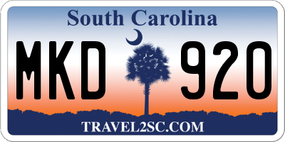 SC license plate MKD920
