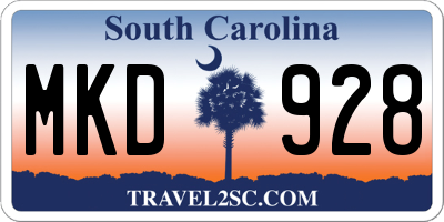 SC license plate MKD928