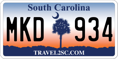 SC license plate MKD934