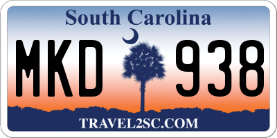 SC license plate MKD938