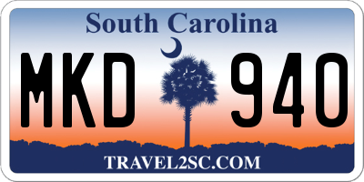 SC license plate MKD940