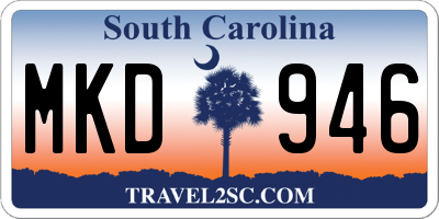 SC license plate MKD946