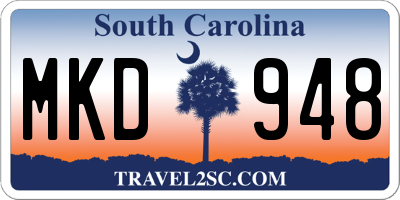 SC license plate MKD948