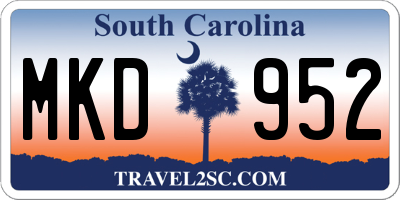SC license plate MKD952