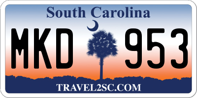SC license plate MKD953