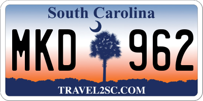 SC license plate MKD962