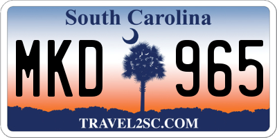 SC license plate MKD965