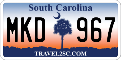 SC license plate MKD967