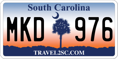 SC license plate MKD976