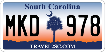 SC license plate MKD978