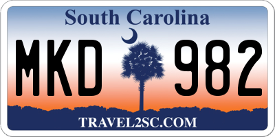 SC license plate MKD982
