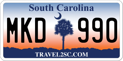 SC license plate MKD990