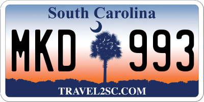 SC license plate MKD993