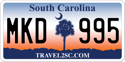 SC license plate MKD995