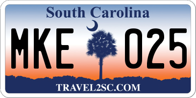 SC license plate MKE025