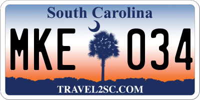 SC license plate MKE034