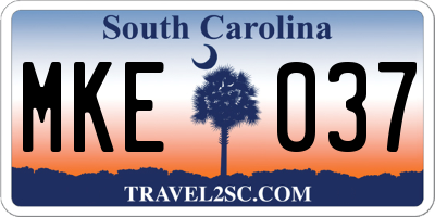 SC license plate MKE037