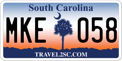 SC license plate MKE058