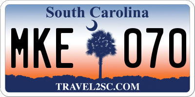 SC license plate MKE070