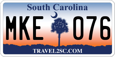 SC license plate MKE076