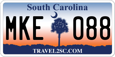 SC license plate MKE088
