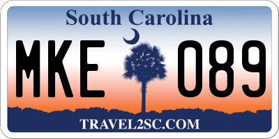 SC license plate MKE089