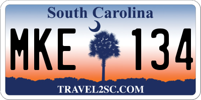 SC license plate MKE134
